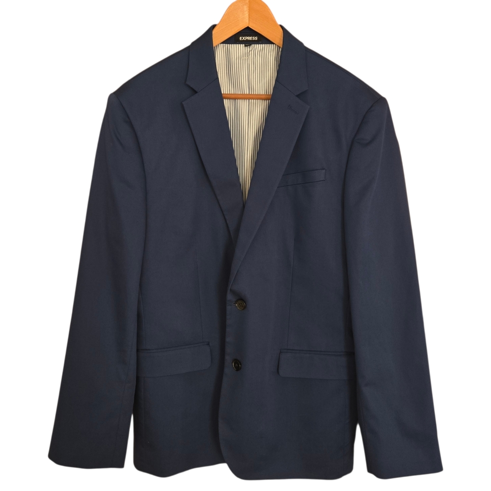 Express Classic Blazer Sport Coat Mens 42R Navy Blue 2 Button Business Formal